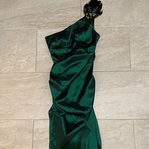 Sz 12 Emerald Green Peacock Cocktail Dress